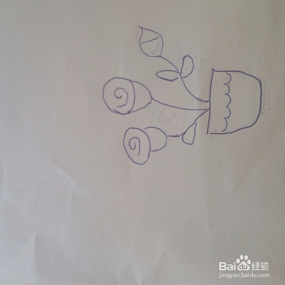 小玫瑰盆栽简笔画