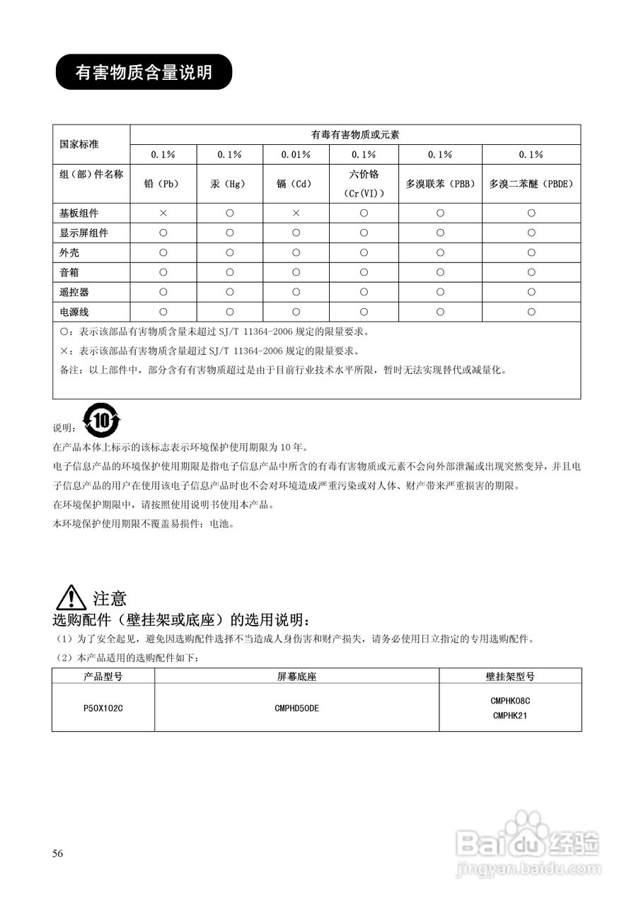 日立P50X102C彩电使用说明书:[6]