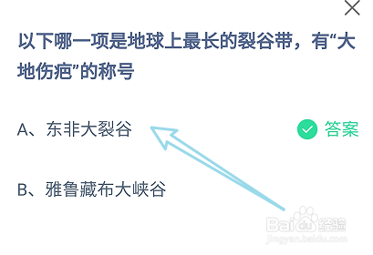 以下哪一项是地球上最长的裂谷带?蚂蚁庄园