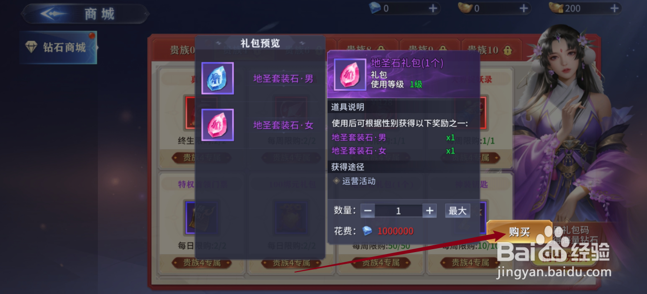 仙魔尘缘如何购买【地圣石礼包（1个）】