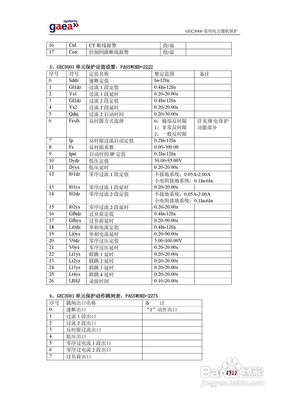 gaea GEC3000系列电力微机保护说明书:[4]