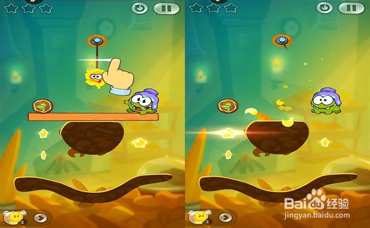 手机游戏割绳子2关卡7-1、关卡7-2三星攻略