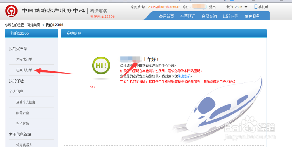 怎么查询已订的火车票订单信息(只限网络订单)