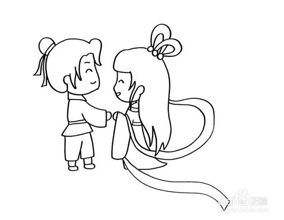 牛郎织女相会简笔画
