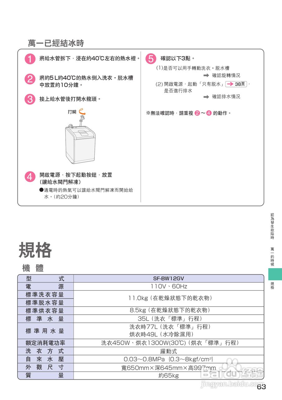 日立SF-BW12GV洗衣机使用说明书:[7]