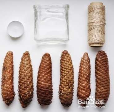 简单好制作的松果烛台