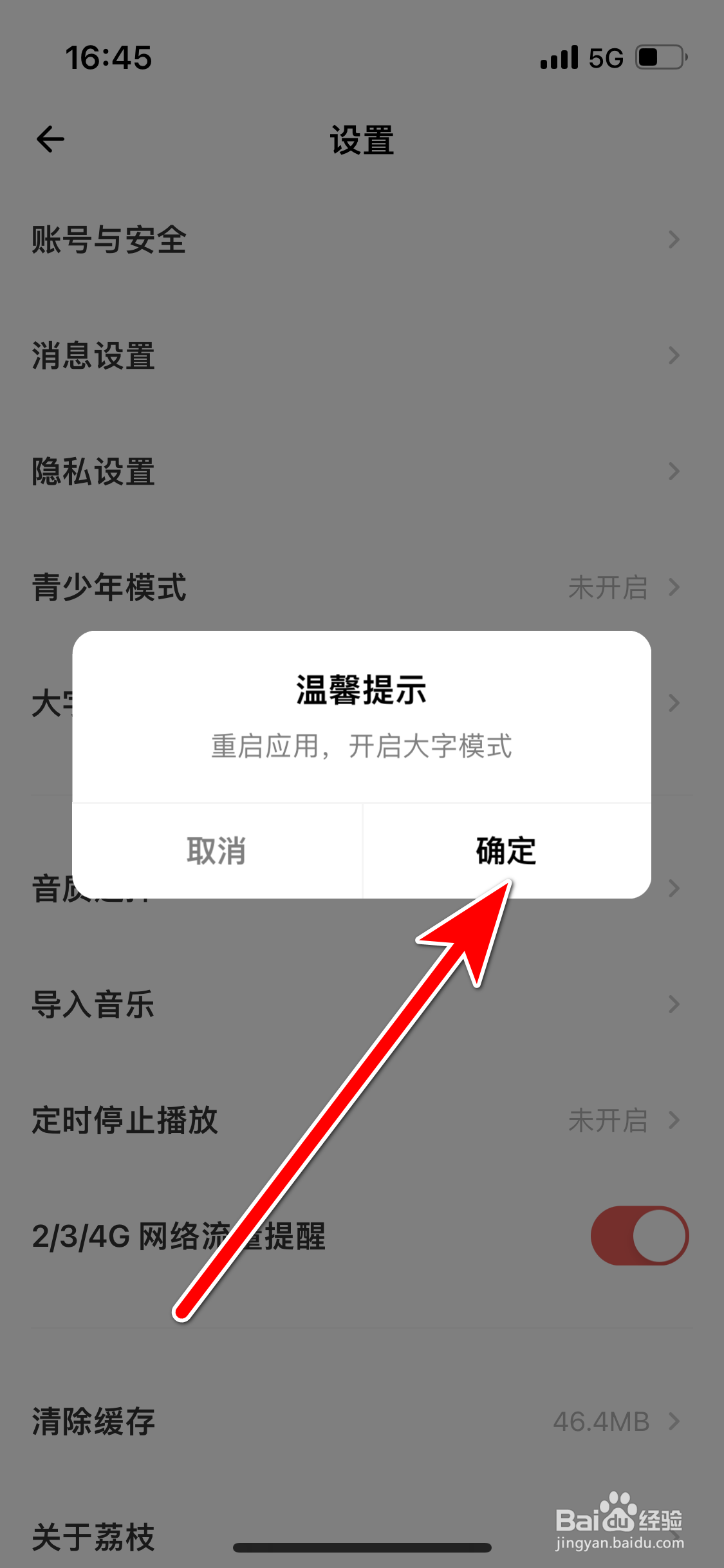 荔枝如何开启大字模式