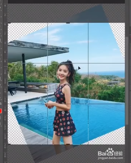 PS如何摆正倾斜的照片