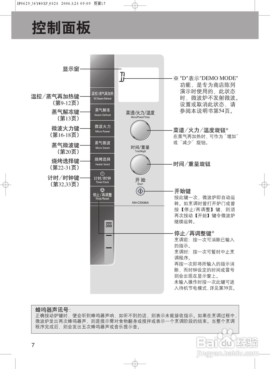 Panasonic变频蒸气微波炉NN-CS596A XPE使用说明书:[1]