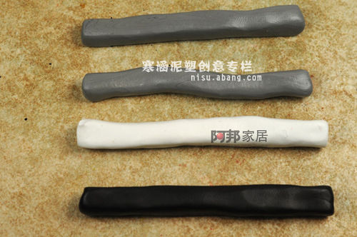 怎样制作蓝白格格布面软陶切片条