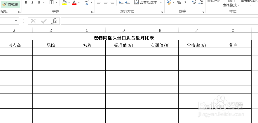 使用Excel怎样创建宠物罐头蛋白质含量对比表