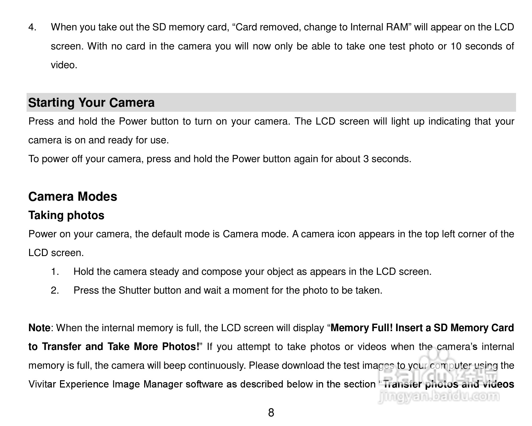 威达ViviCam 5022数码相机使用说明书:[1]