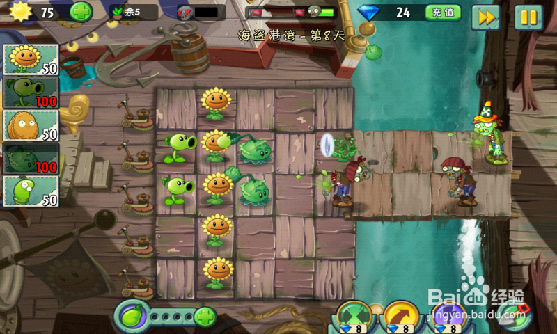 安卓版植物大战僵尸2 经典攻略【海盗湾 第8天】
