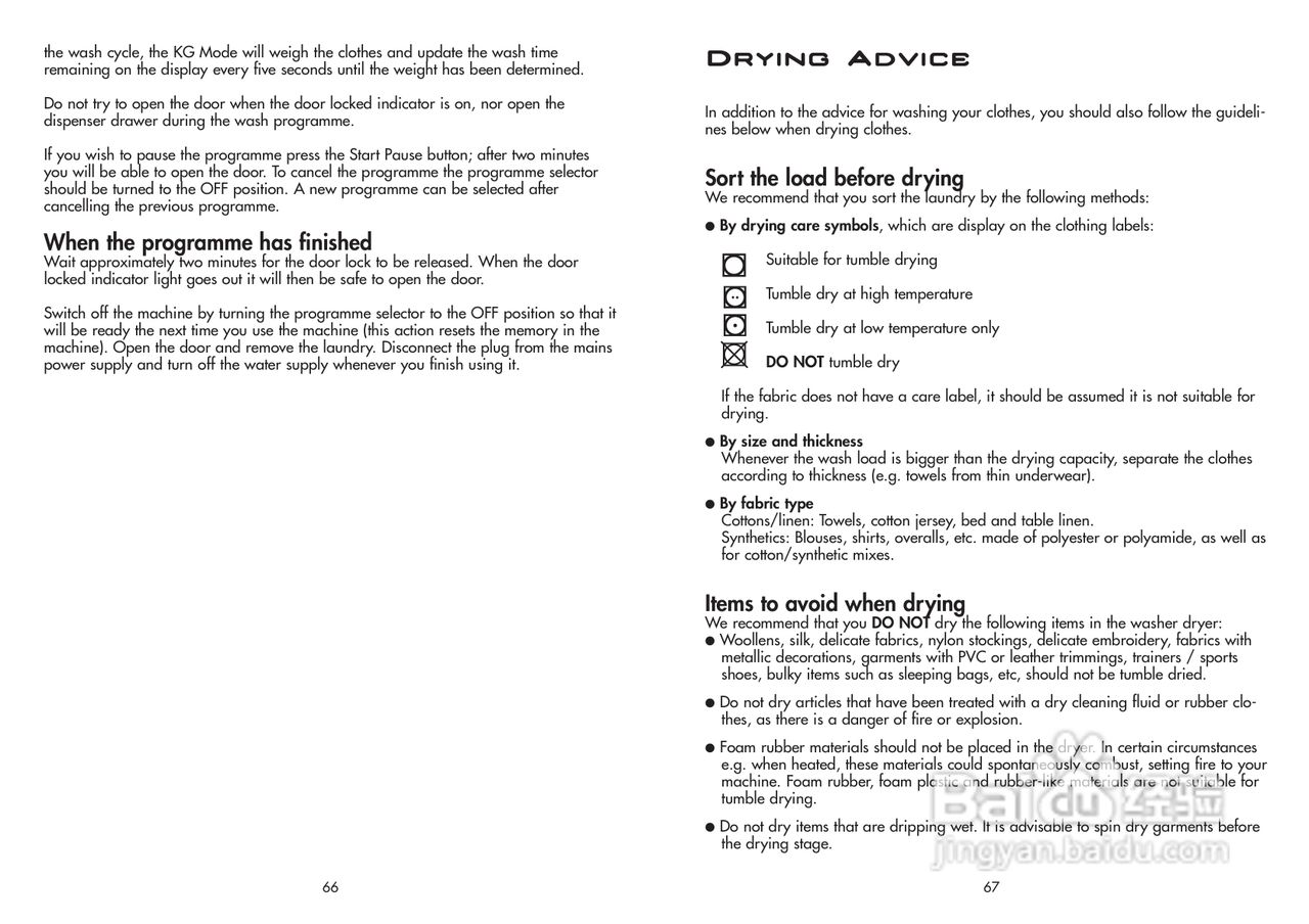 美国飞歌PWD14S型前置式洗衣干衣机说明书:[2]