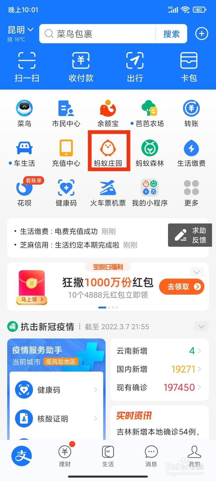 如何在支付宝中喂小鸡