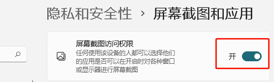 Windows11如何打开屏幕截图访问权限