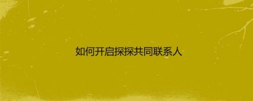 如何开启探探共同联系人
