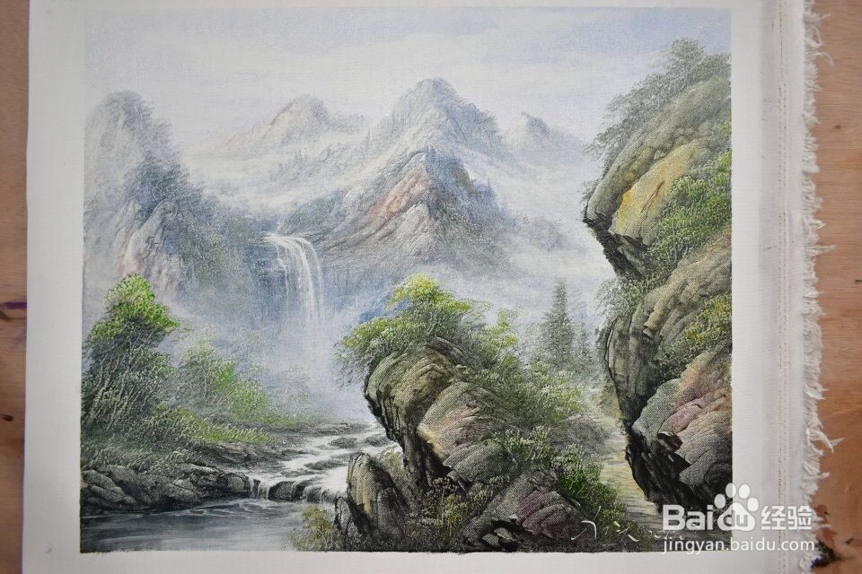 油画山水画-刀画步骤图