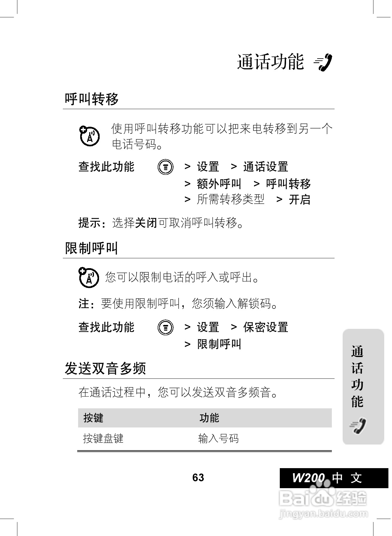 摩托罗拉W200手机使用说明书:[7]