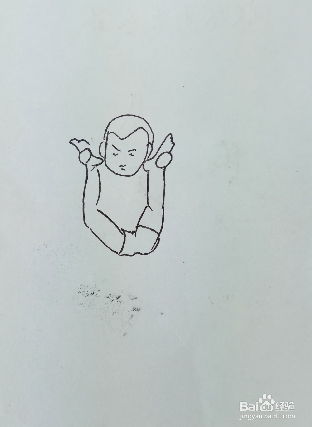 怎样画儿童简笔画“健身运动之足根击脸部”？