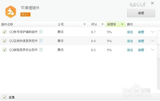 360安全卫士9.7：[17]清理插件