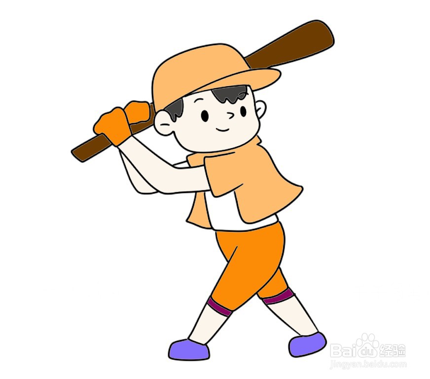 打棒球的运动员简笔画