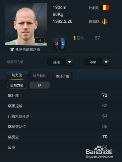 FIFA OL3比利时国家队球员推荐(门将篇)