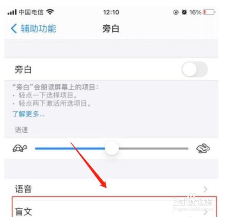 苹果手机怎么设置盲文单元格为右侧