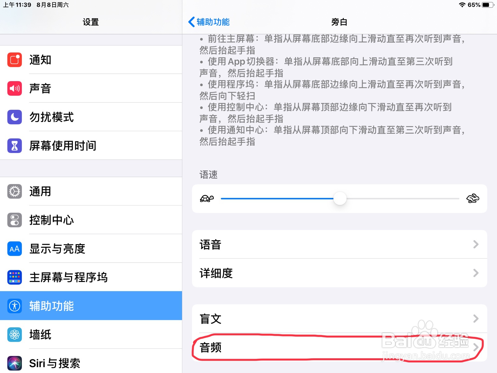 iPad怎么在旁白设置未发现项目的预览