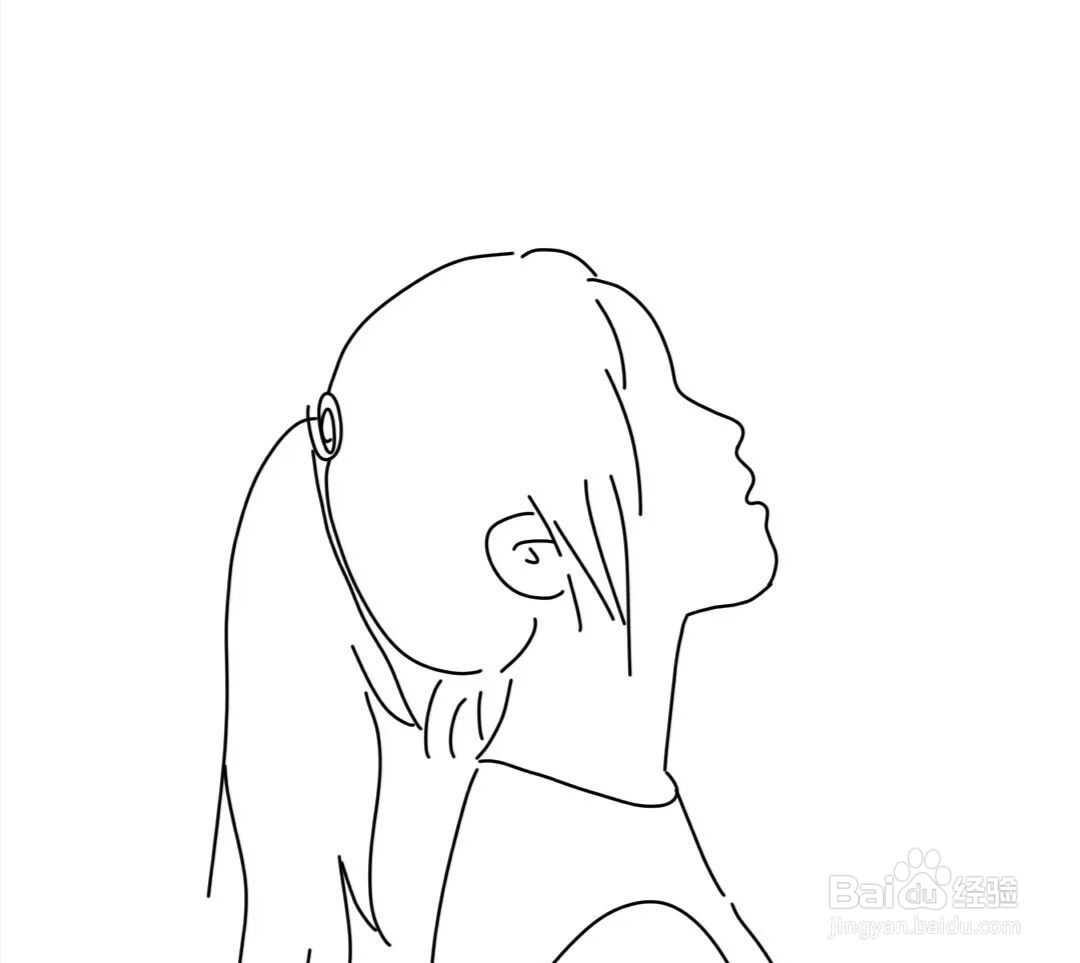 女孩侧脸简笔画教程