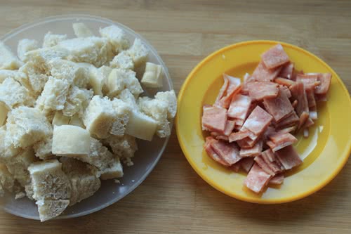 培根榨菜焗馒头