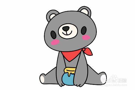 吃蜂蜜的小灰熊的简笔画