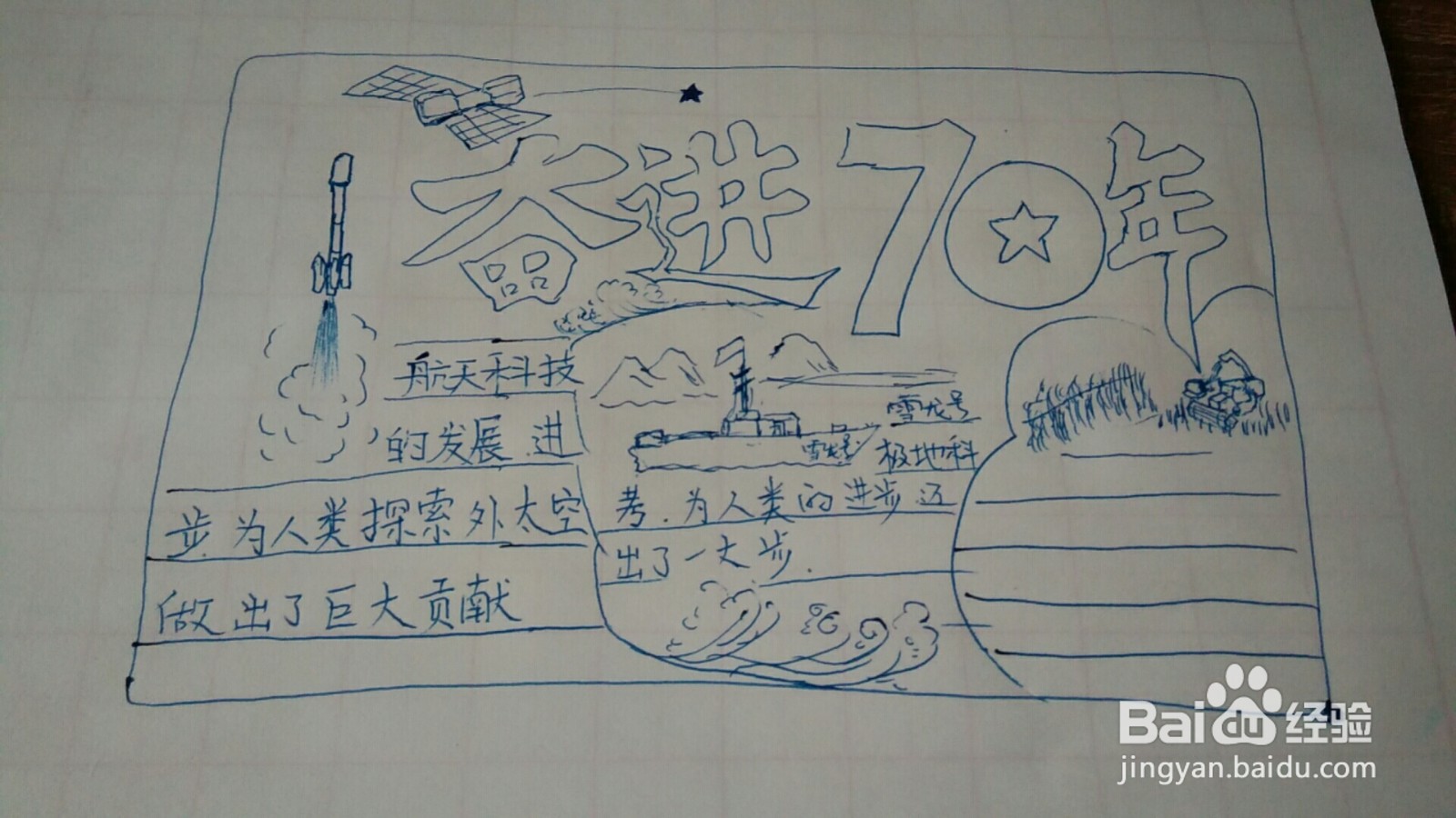 辉煌70年奋进新时代手抄报