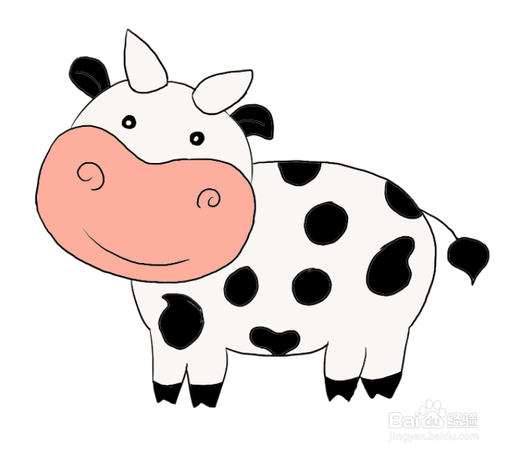彩色奶牛简笔画图片