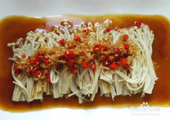 简单易学的蒜蓉米椒蒸金针菇的家常做法