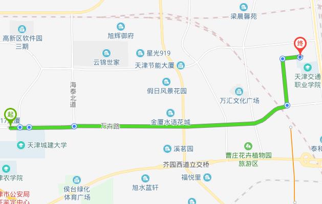 天津商业大学宝德学院与天津交通职业学院的相距是多少