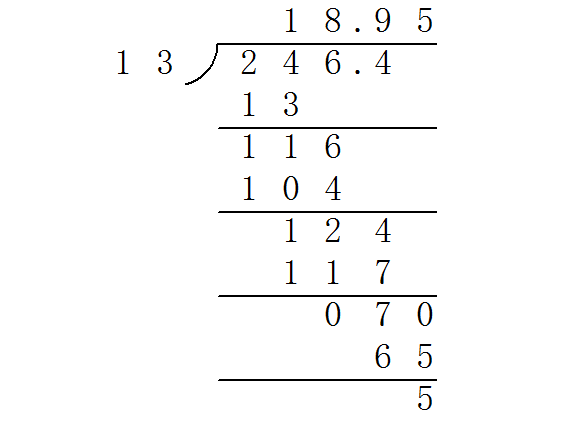 246.4÷13＝多少 列竖式 保留2位小数