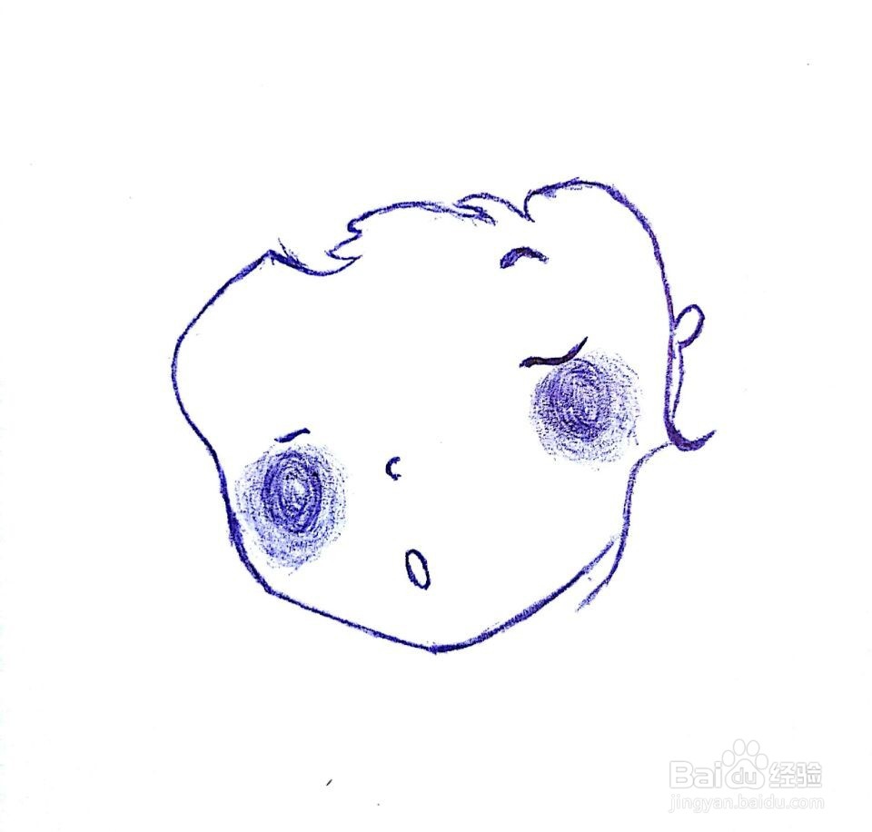 《睡在云朵上的女孩》圆珠笔画