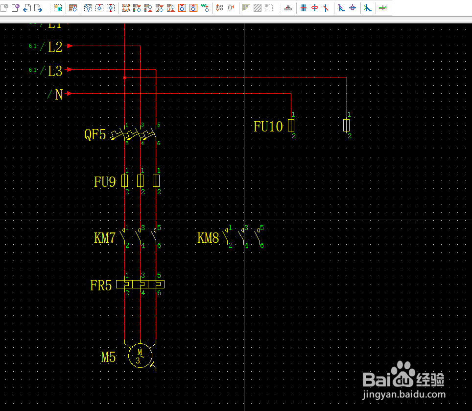 在EPLAN设计正反转电路反转交流接触器的连接线