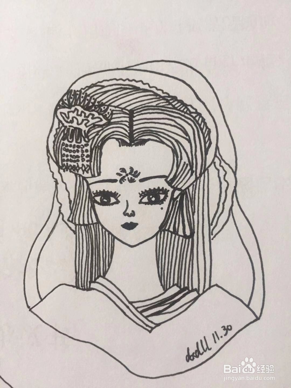 茉莉水彩手绘之雪姬