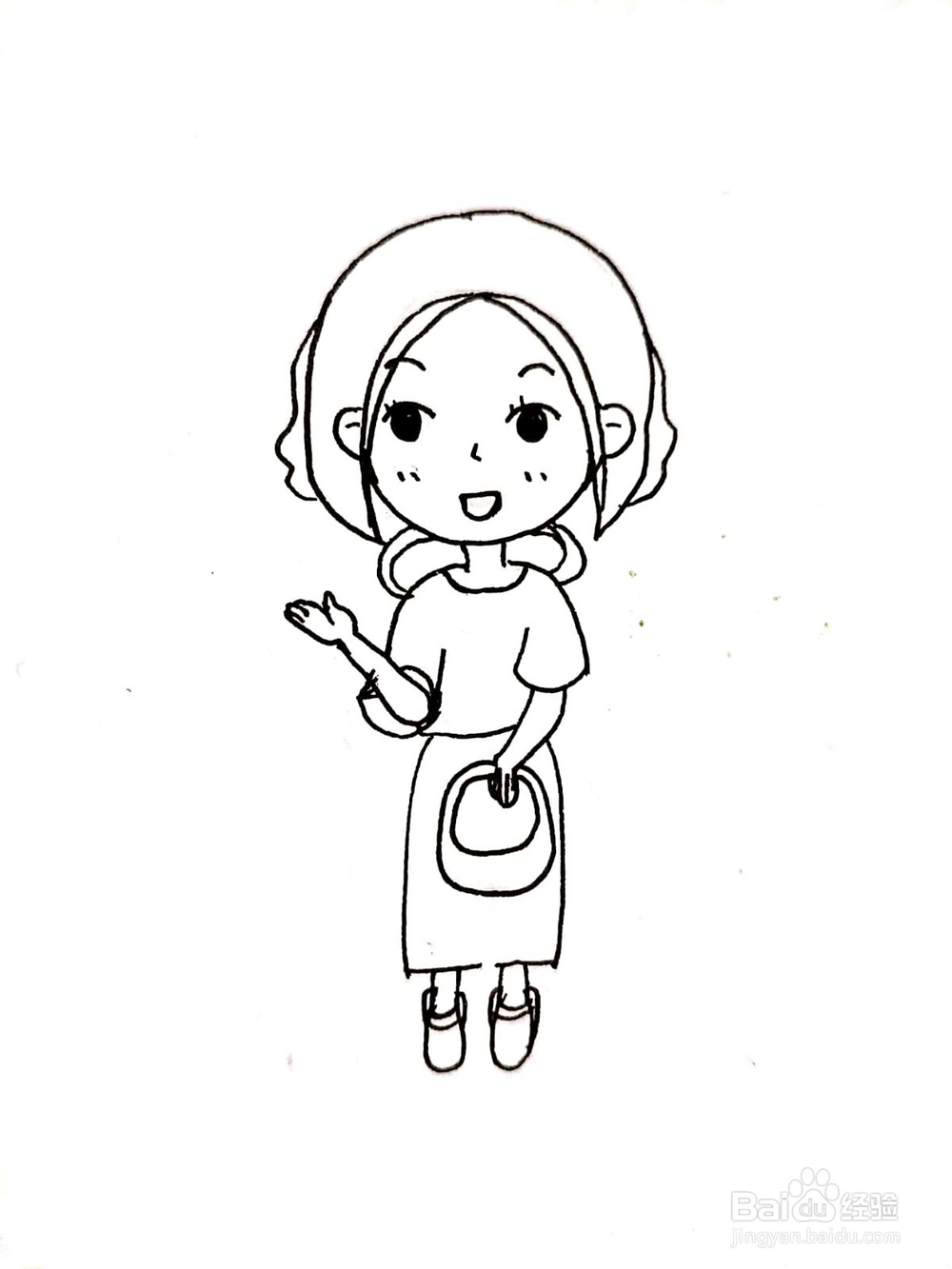 简笔画:可爱落叶女孩简笔画