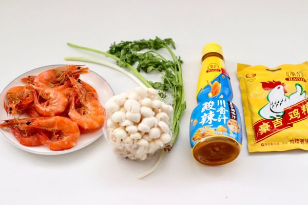 酸汤对虾海鲜菇