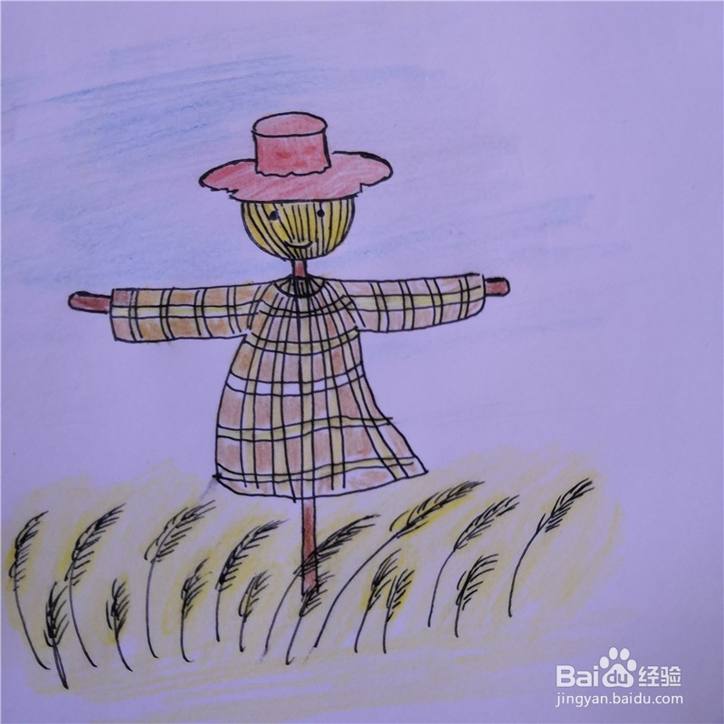 怎么画稻草人的简笔画?