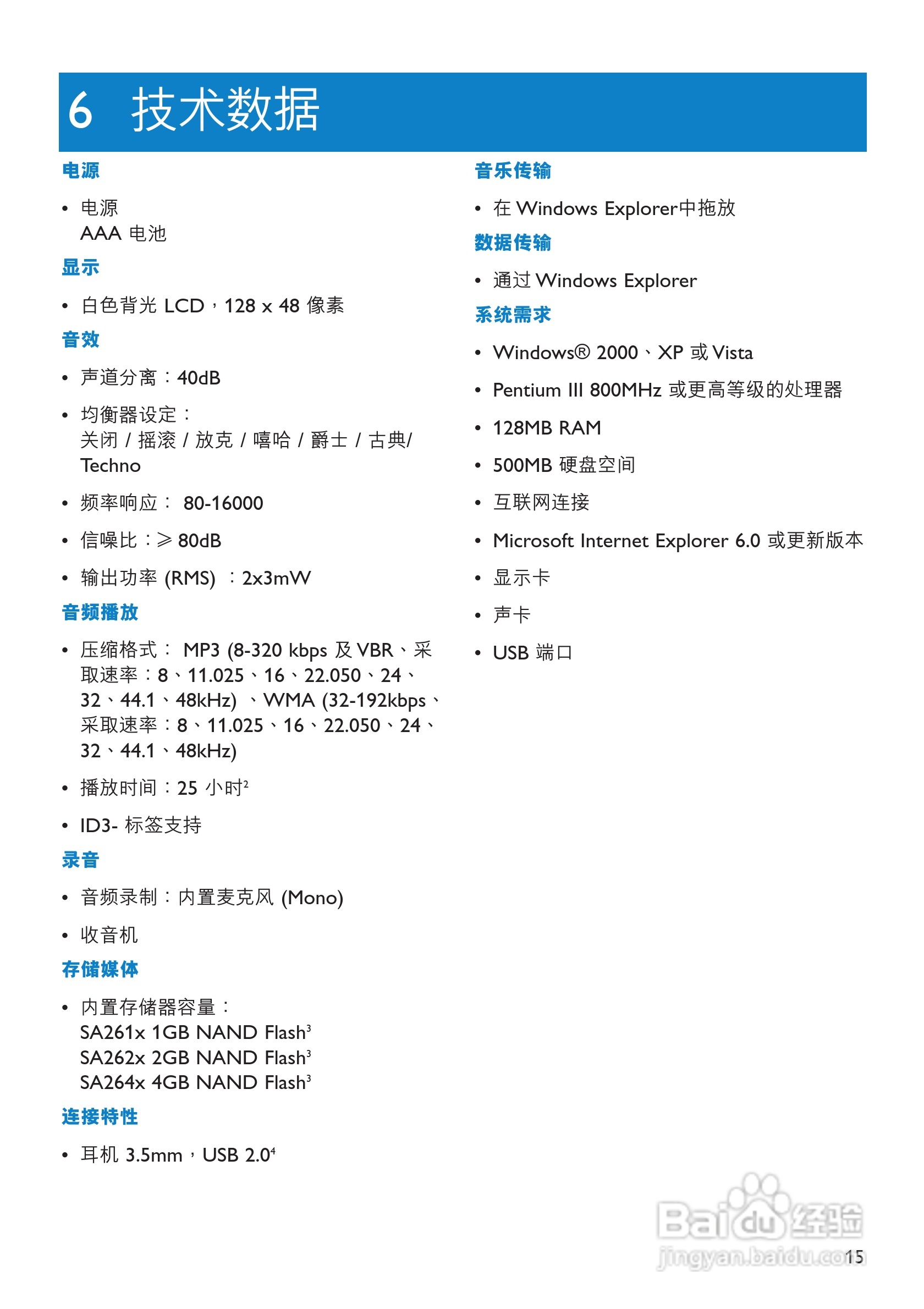飞利浦SA2618/93 MP3播放器使用说明书:[2]