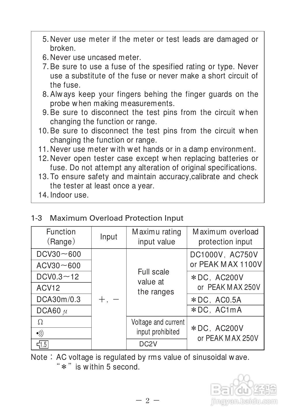 日本三和Sanwa模拟式万用表SP-21说明书:[1]