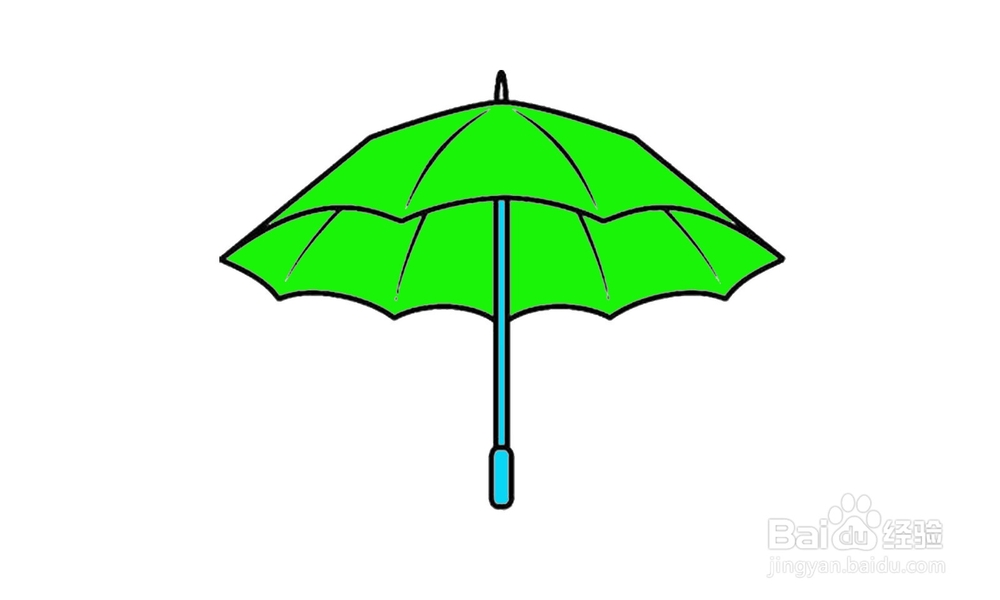 如何画出一个绿色雨伞？