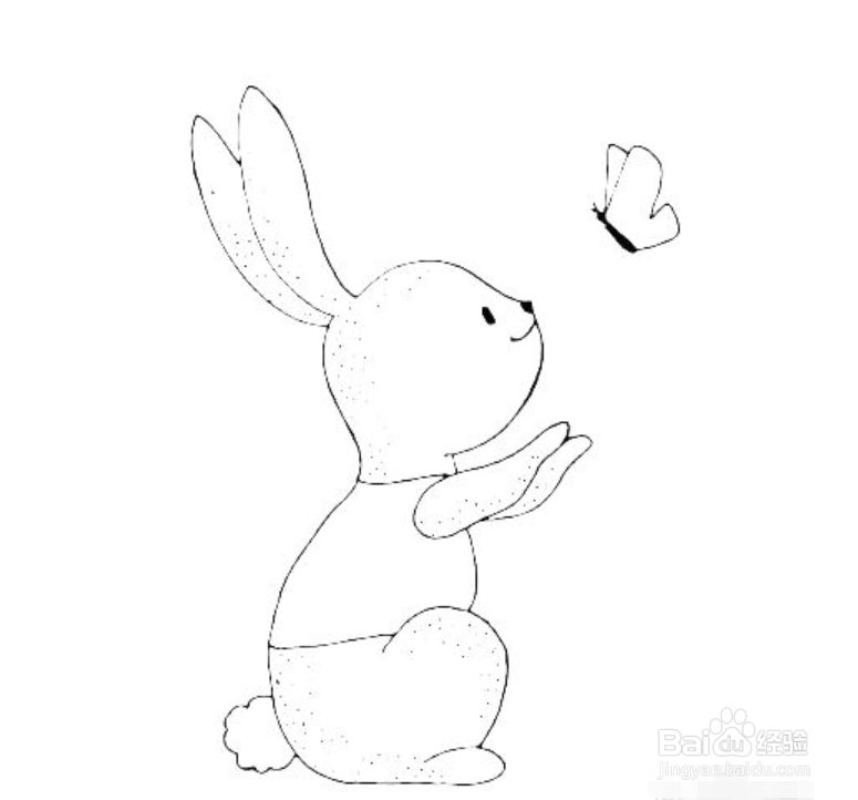 如何画捕蝴蝶的兔子简笔画