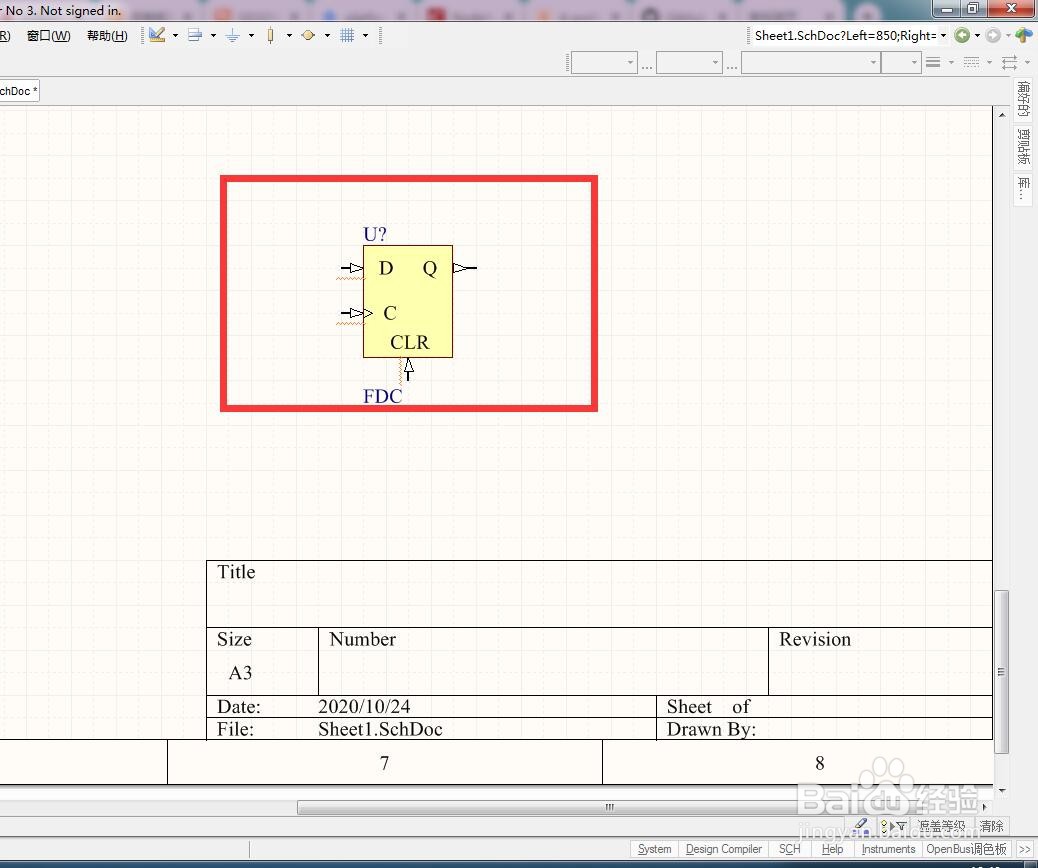 如何在AD中放置异步清除D型触发器？