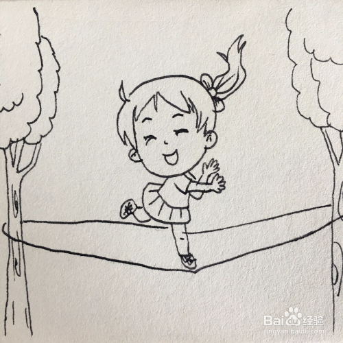 如何画跳皮筋的女孩简笔画?