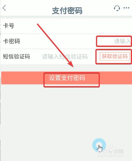 輸入銀行卡密碼和手機驗證碼,點擊設置支付密碼